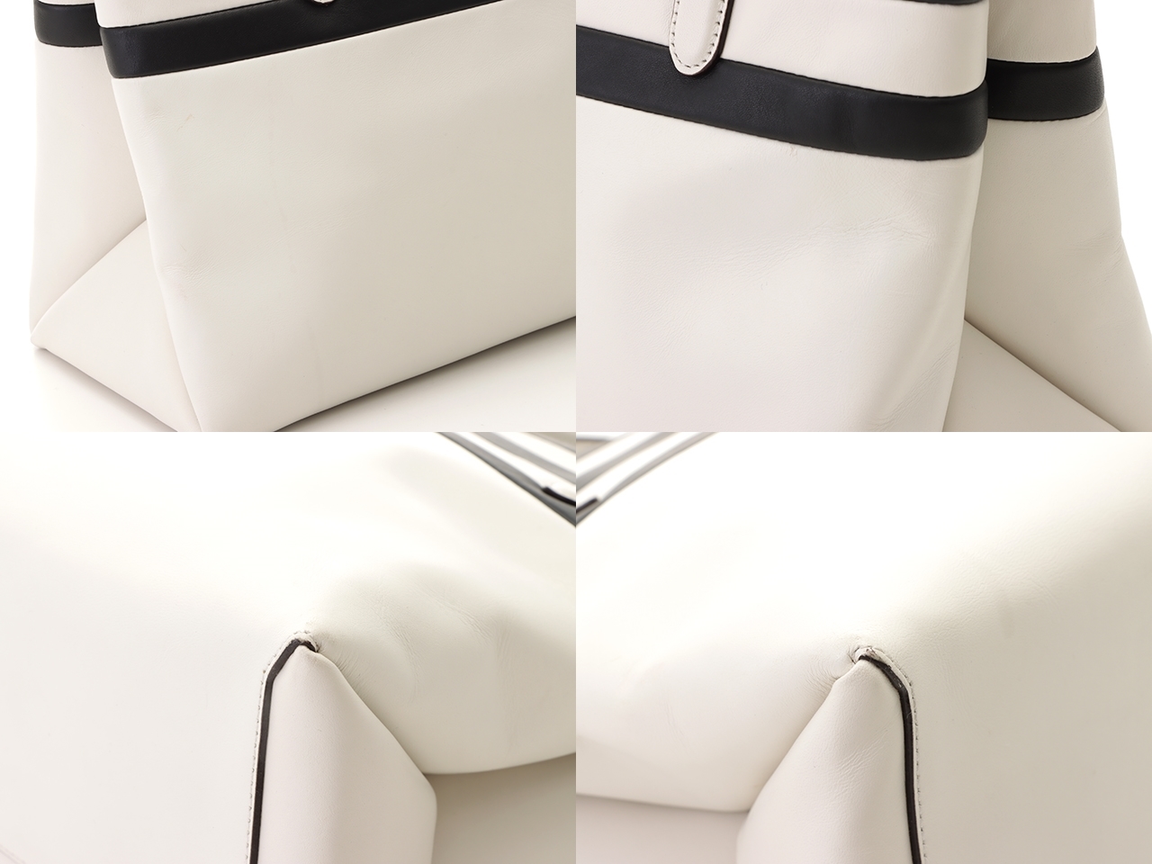 COACH コーチ ストライプ2wayトートバッグ ブラック/ホワイト レザー 30354 【437】 image number 4