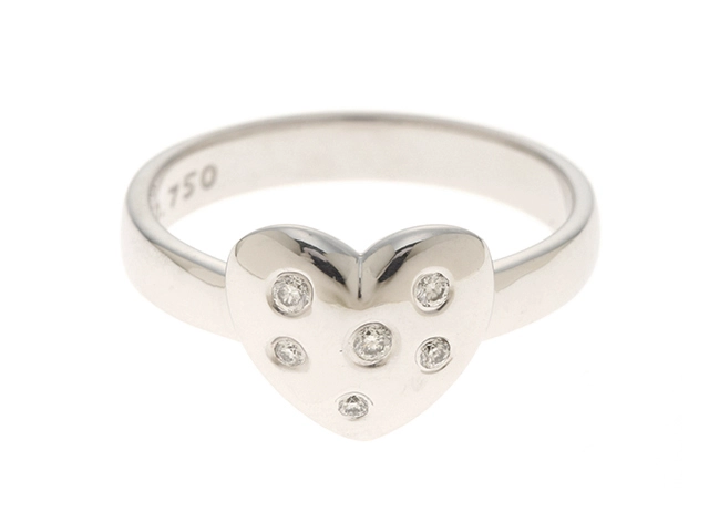 TIFFANY & CO.　ティファニー　指輪　ドッツハートリング　ホワイトゴールド　ダイヤモンド　約15号　【437】