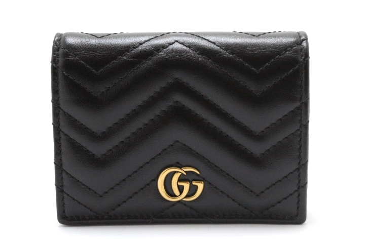 GUCCI グッチ GGマーモント 二つ折り財布 ブラックレザー【460