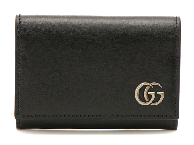 GUCCI　グッチ　GGマーモント　名刺入れ　ブラック　レザー　665453　香水ニオイ　箱有り　参考定価￥40,700-【435】