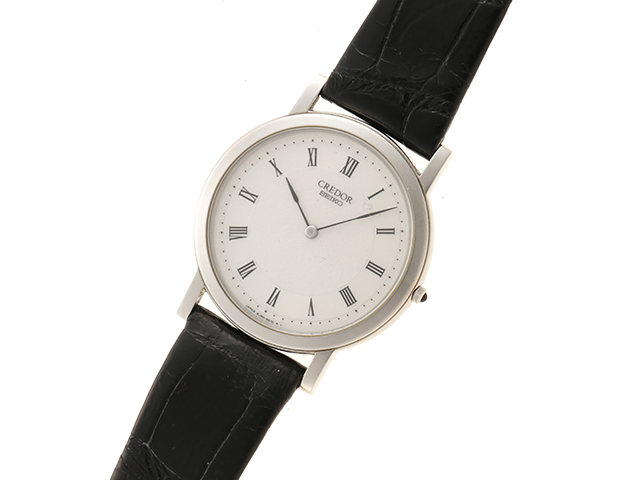 SEIKO セイコー クレドール ラウンド 33mm GBAT011 PT/レザー メンズ