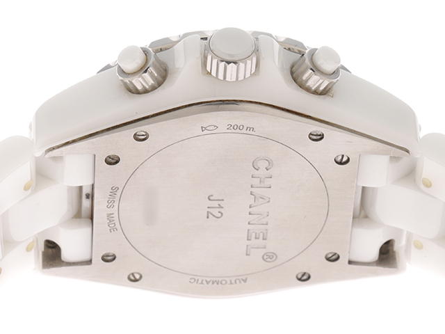 CHANEL　シャネル　J12　クロノグラフ　男性用腕時計　メンズ　自動巻き　オートマチック　ホワイト　セラミック　H1007　【474】