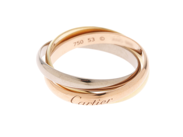 カルティエ Cartier トリニティ #53 リング MM K18 YG WG PG 3連