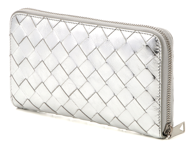 【希少✨光沢/メタリックシルバー】 BOTTEGA VENETAラウンドジップ ラウンドジップ(ファスナー) BOTTEGA VENETA(ボッテガヴェネタ