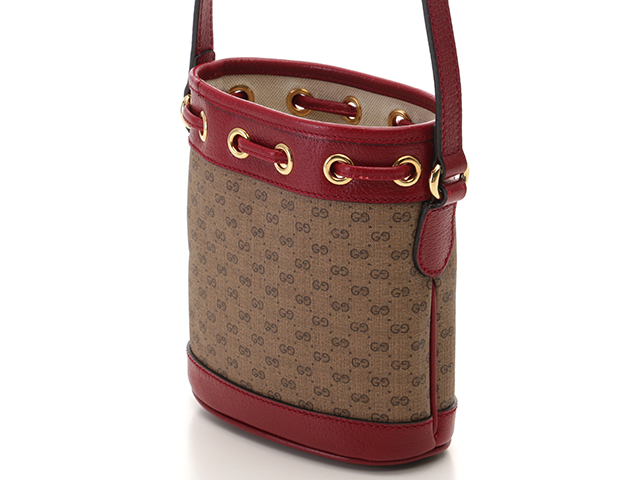 【ネット限定】　GUCCI 　グッチ　ミニGGスプリーム　ミニバケットバッグ　647801　PVC　レザー　レッド　ベージュ　ドラえもんコラボ　 【888】　2141300347247　K