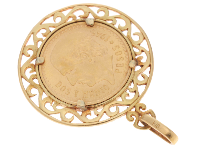 JEWELRY ペンダントトップ コイン 金貨 メキシコ イダルゴ ペソ