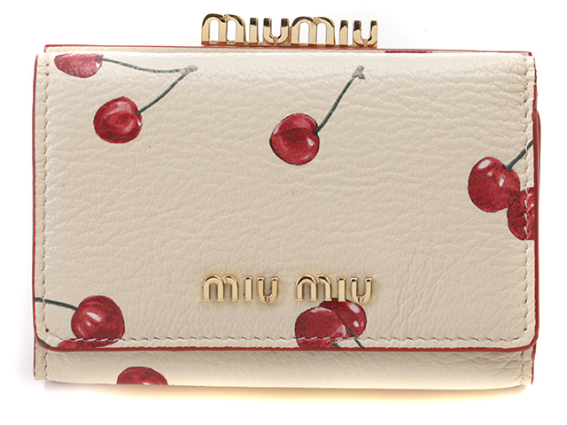 miumiu さくらんぼ柄デニム財布 チェリー柄