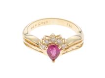 JEWELRY　ジュエリ　貴金属・宝石　リング　K18　ゴールド　ルビー　0.46ct　ダイヤモンド　0.10ct　4.1g　8号　2141300369393　【200】