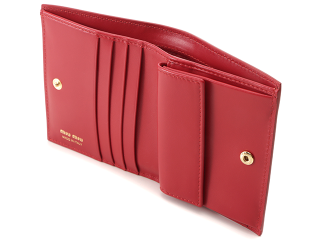 MIU MIU ミュウミュウ チェリー柄 二つ折財布 ブラック/レッド レザー