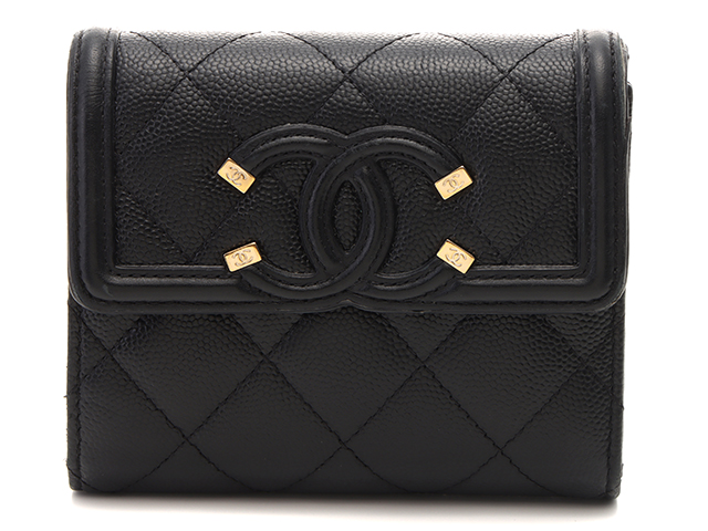 CHANEL シャネル CCフィリグリー スモールフラップウォレット キャビア ...