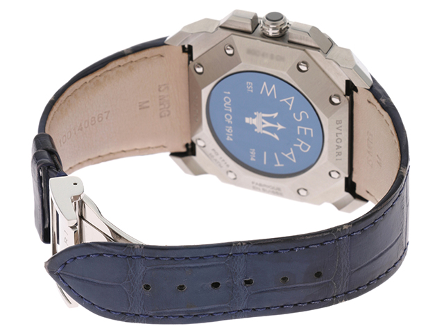 ブルガリ BVLGARI オクト マセラティ BGO41SCH クロノグラフ メンズ 腕時計 1914本限定 デイト ブルー 文字盤 自動巻き Octo VLP 90183189