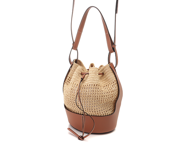 【美品】LOEWE バルーンバッグ (マーメイド キャンバス&ラフィア) 美品】LOEWE バルーンバッグ (マーメイド キャンバス&ラフィア)