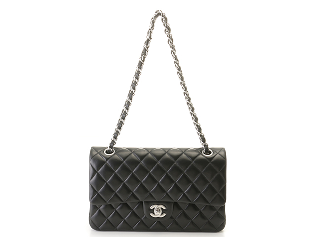 CHANEL シャネル マトラッセWフラップ25 Wチェーンショルダーバッグ ラムスキン ブラック/SV金具 A01112【472】HA  の購入なら「質」の大黒屋（公式）