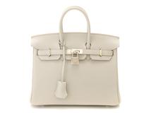 HERMES　エルメス　バーキン25　トゴ　パールグレー/シルバー金具　U刻印　ハンドバッグ　2141300409624【207】
