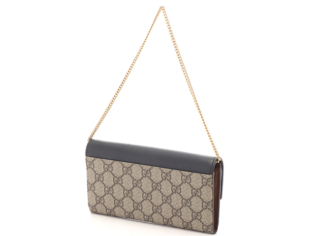 GUCCI　グッチ　GGスプリームパドロック　チェーンウォレット　PVC/レザー　ベージュ/ブラック　453506　2141300422630  【205】