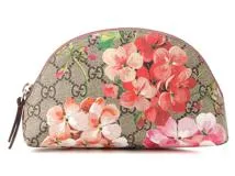 GUCCI ブルームス 化粧ポーチ GUCCI グッチ GGブルームス ポーチ ベージュ ピンク PVC レザー