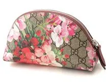 GUCCI グッチ GGブルームス ポーチ ベージュ ピンク PVC レザー