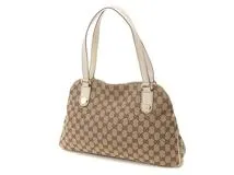 GUCCI グッチ GGトートバッグ ベージュ／ホワイト キャンバス／レザー  