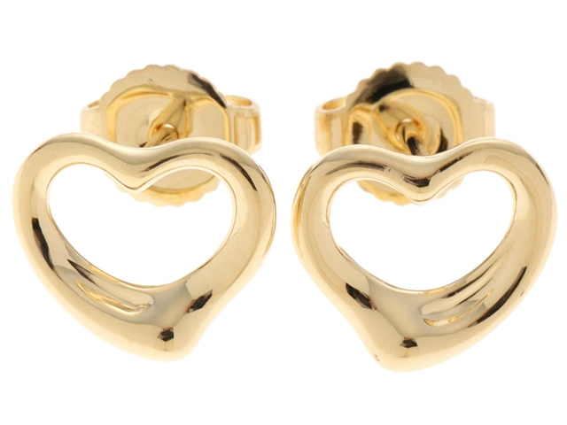 TIFFANY&CO　ティファニー　オープン ハート スタッド ピアス　イエローゴールド　【430】214300424900