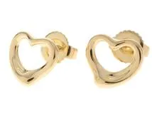 TIFFANY&CO　ティファニー　オープン ハート スタッド ピアス　イエローゴールド　【430】214300424900