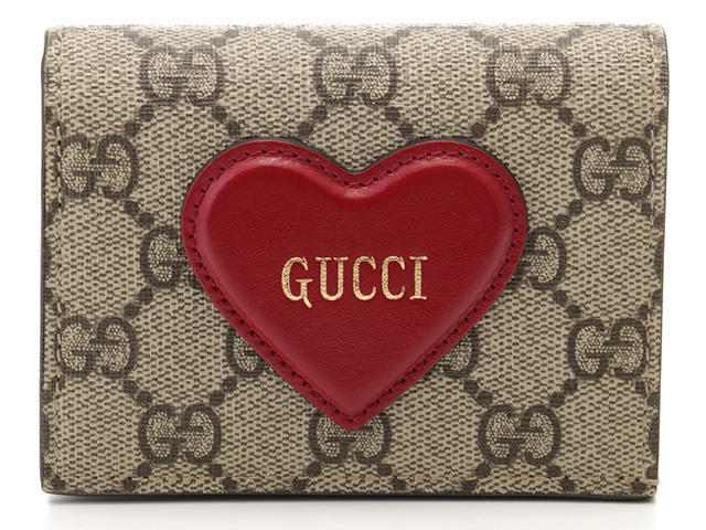 GUCCI グッチ GGスプリーム ハートモチーフカードケースウォレット 二つ折り財布 PVC/レザー レッド/ベージュ/ブラウン ゴールド金具  648848【434】 の購入なら「質」の大黒屋（公式）