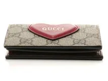 GUCCI グッチ GGスプリーム ハートモチーフカードケースウォレット 二つ折り財布 PVC/レザー レッド/ベージュ/ブラウン ゴールド金具  648848【434】 の購入なら「質」の大黒屋（公式）