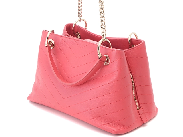 Chanel　シャネル　バッグ　Ｖステッチ　２ｗａｙチェーンショルダー　ピンク／ＧＰ　レザー　2141300436453【437】