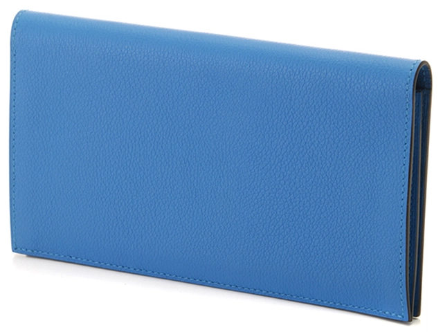 HERMES エルメス 長財布 シチズンツイルロング シルクイン エバーカラー ブルーイドラ X刻印【473】