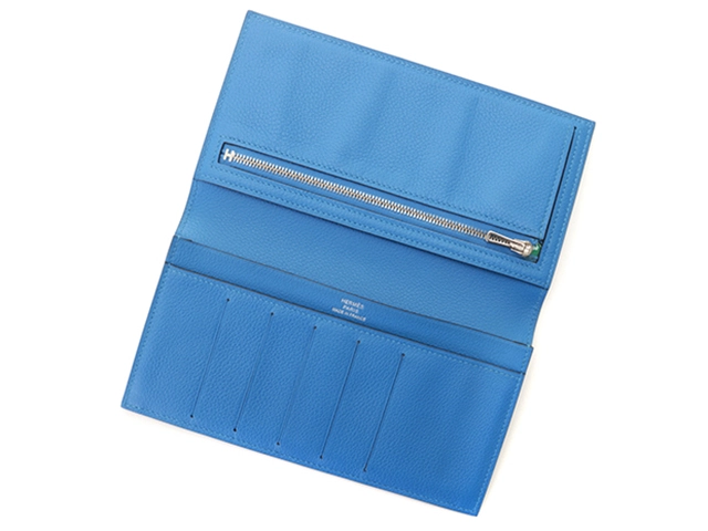 HERMES エルメス 長財布 シチズンツイルロング シルクイン エバーカラー ブルーイドラ X刻印【473】