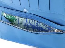 HERMES エルメス 長財布 シチズンツイルロング シルクイン エバーカラー ブルーイドラ X刻印【473】