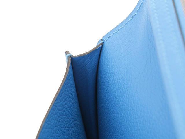 HERMES エルメス 長財布 シチズンツイルロング シルクイン エバーカラー ブルーイドラ X刻印【473】