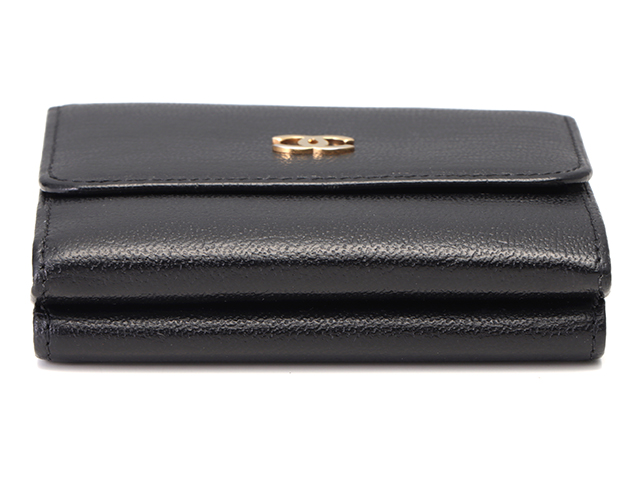 CHANEL シャネル ココマーク Wホック財布 ブラック GP カーフ CHANEL シャネル ココマーク Wホック財布 ブラック GP カーフ