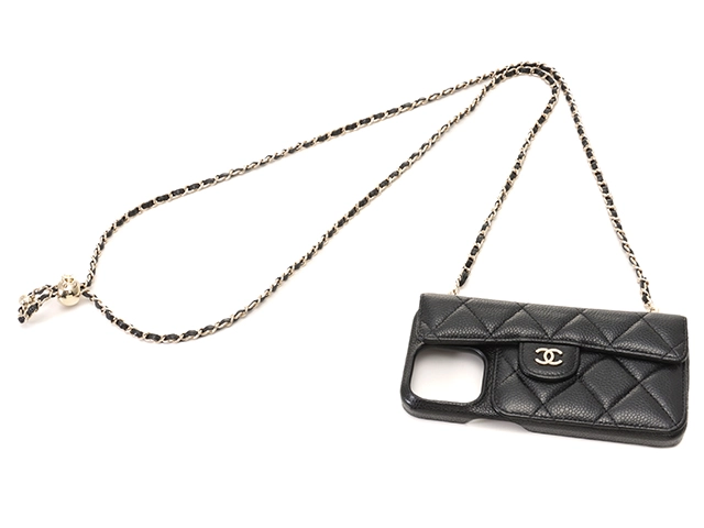 CHANEL シャネル iPhone15Pro ケース マトラッセ チェーンショルダー 
