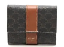 CELINE　セリーヌ　トリオンフ スモール トリフォールドウォレット タン　PVC　ラムスキン　10D572BZ9.04LU【434】2141300445561