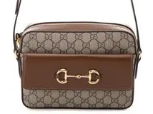 GUCCI　グッチ　ホースビット1955　スモールショルダーバッグ　ベージュ/ブラウン　コーティングキャンバス/レザー【433】2141300445721