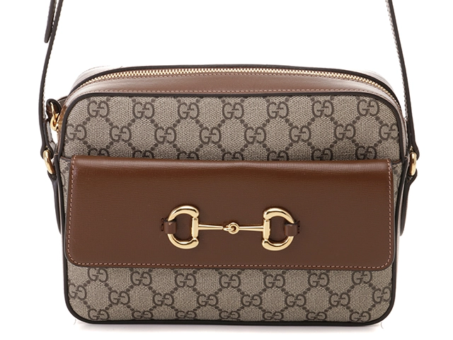 GUCCI　グッチ　ホースビット1955　スモールショルダーバッグ　ベージュ/ブラウン　コーティングキャンバス/レザー【433】2141300445721