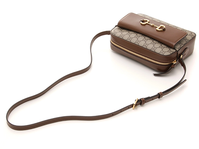GUCCI　グッチ　ホースビット1955　スモールショルダーバッグ　ベージュ/ブラウン　コーティングキャンバス/レザー【433】2141300445721