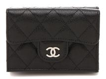 CHANEL　シャネル　マトラッセ　スモールフラップウォレット　ブラック/SV　キャビア　2141300447060【432】