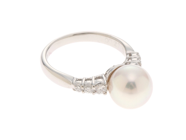JEWELRY ジュエリー リング PT900プラチナ 10.5号 パール ダイヤモンド0.27 約5.6g 2141300448241 【208】