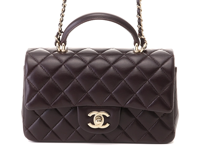 CHANEL シャネル マトラッセ トップハンドル ミニフラップバッグ ボルドー GP ゴールド金具  AS2431 2141300449743【200】