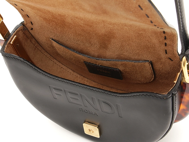 FENDI　フェンディ　ムーンライト 　ショルダーバッグ 　ブラック 　レザー/プレ騎士ガラス　8BT346　2141300450565　【437】