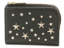 JIMMY CHOO　ジミーチュウ　スタースタッズ　コンパクトジップウォレット　ブラック　レザー【433】2141300451326