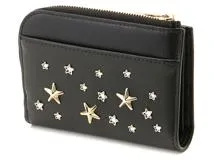 JIMMY CHOO　ジミーチュウ　スタースタッズ　コンパクトジップウォレット　ブラック　レザー【433】2141300451326