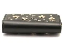 JIMMY CHOO　ジミーチュウ　スタースタッズ　コンパクトジップウォレット　ブラック　レザー【433】2141300451326
