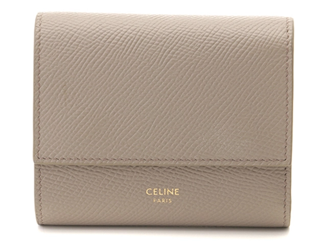 CELINE　セリーヌ　スモールトリフォールド　ウォレット　ペブル　カーフ【433】2141300451364