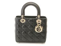 Dior　ディオール　カナージュ レディディオール MYABCディオールスモールハンドバック　M05380CAL_M900　ブラック　ラムスキン　2wayショルダーバッグ【207】