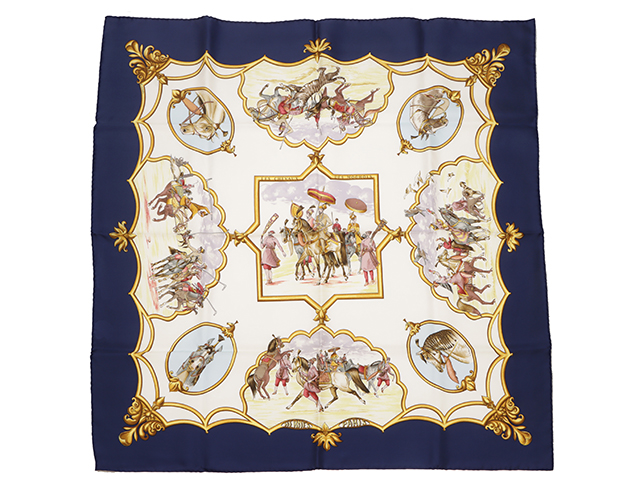 エルメス　シルク　カレ90 LES CHEVAUX DES MOGHOLS Hermes Scarf LES CHEVAUX DES MOGHOLS 90cm Silk Carre Foulard