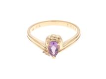 JEWELRY　ジュエリー　リング　アメジスト指輪　イエローゴールド　K18/D0.02/2.5g/　10号　【471】L