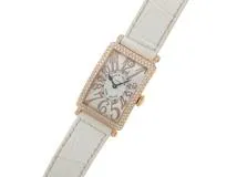 FRANCK MULLER　フランクミュラー　時計　ロングアイランド レリーフ　902QZD　シルバー文字盤　ダイヤベゼル　ピンクゴールド/クロコダイルレザー　クォーツ　レディース