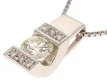 JEWELRY　ノンブランドジュエリー　ネックレス　チェーンPT850プラチナ　トップPT900プラチナ　ダイヤモンド0.357/0.03　3.7g　【472】HG